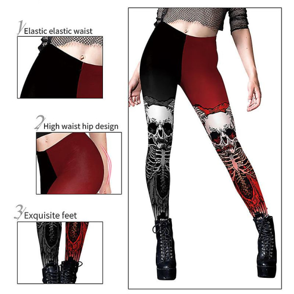 Naisten halloween crossover-leggingsit, korkeavyötäröiset, pehmeät printed sukkahousut style 1 L