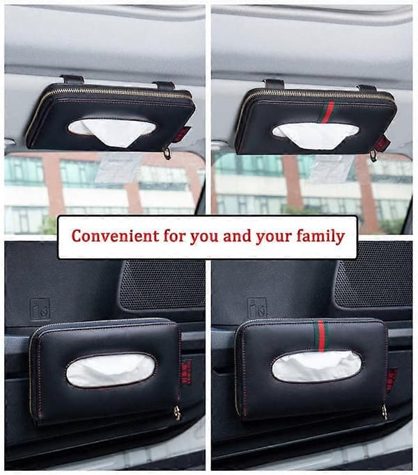 Bilvisir Tissueholder, Biltissueholder, Perfekt Ensfarvet Biltissueboks, Tissueetuiholder (Sort Rød)