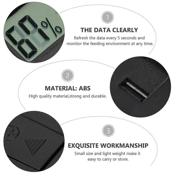 Trådløst hygrometer digitalt display udendørs overvågning kæledyrsejere ABS-materiale rektangulær form 5-pak