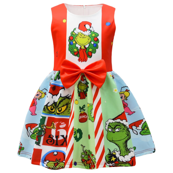 Girls Cosplay Dress Bowknot Dress Christmas Halloween Party red 130cm