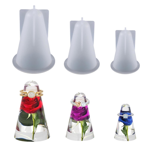 Kegle Ring Beslag Silikoneform Diy Krystal Epoxy Ringholder Form Til Smykke Display Stand Fremstilling Dekorativt Håndværk-fg