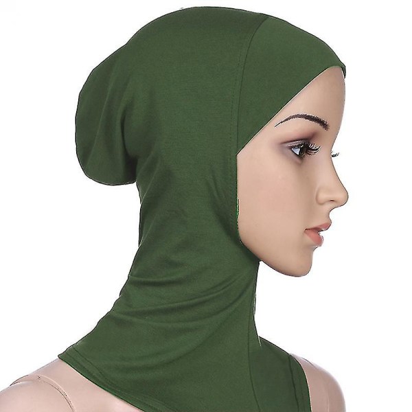 Kvinnor islamisk muslimsk Ninja Head Cover Bonnet Hat Under Scarf Håravfall Hijab Cap Army Green