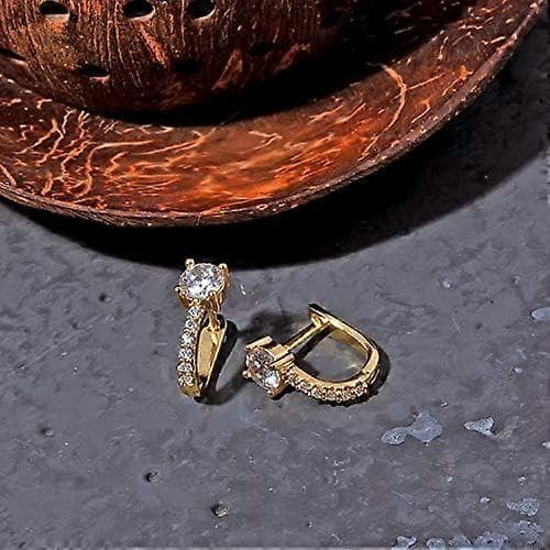 Sølv Post Cubic Zirconia Huggie Øreringe | Små Guld Hoop Øreringe til Kvinder | Stud Cuff Ørering