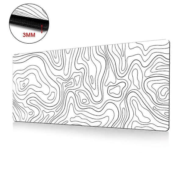 Topografisk hvid gaming musemåtte med perfekt glat bred stor lang black/300*800*2mm