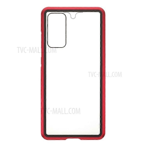 Kompatibel med Samsung Galaxy S20 FE 4G / 5G / S20 Lite / S20 FE 2022 dobbeltsidet hærdet glas + magnetisk metalramme telefoncover Red
