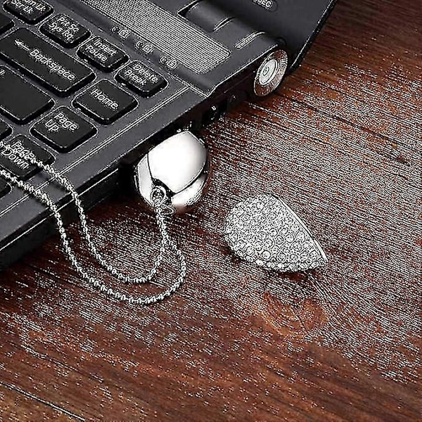 Hjerteformet Diamant USB Flash Drive (sølv 32gb), Avanceret Hjerte Diamant Højhastigheds USB 3.0 Flash Data Storage Drive Memory Pen Stick Flash Drive-ZZ