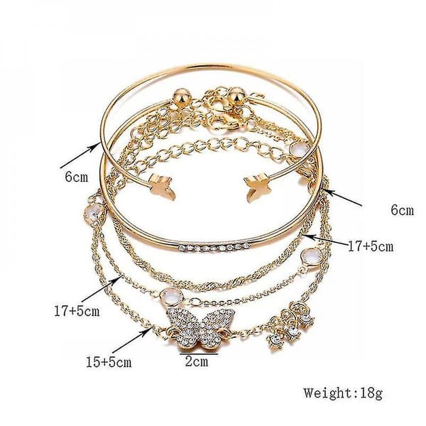 Boho Guldkæde Armbånd Sæt Til Kvinder Piger, Flere Lagdelte Stabelbare Åbne ZYP