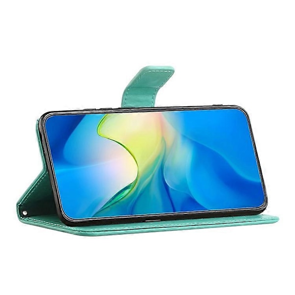 Kompatibelt för Samsung Galaxy A24 Präglat Fjärilsblomma Mobilskal PU Läder Plånboksställ Telefonskydd med Rem Indigo