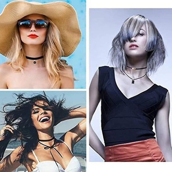 Choker Halsband Svart 8 Styck Sammet Chokers Svart, Svart Klassisk