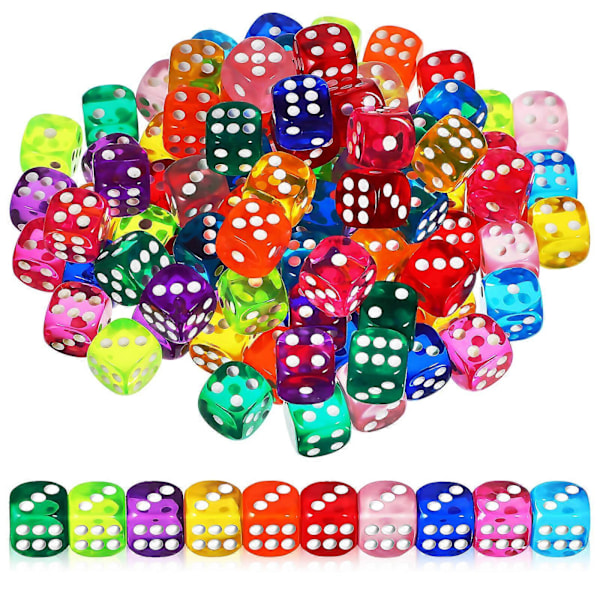 100 st Tärningar Små Tärningar Färgglada Tärningar Mini Tärningar Spelrekvisita Tärningar För Klassrumsfest