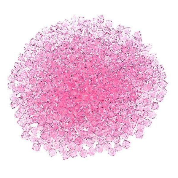 950 stk. transparente firkantede perler DIY håndlagde perler vevboks materiale akrylperler smykketilbehør for håndverk armbånd halskjede (rosafarget)
