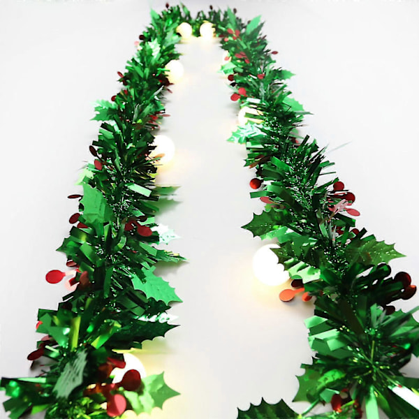 Juldekorationer Julscen Dekorationsmaterial Färgade Remmar 2m Röda Bär Dubbla Blad Ornament Toppar Q