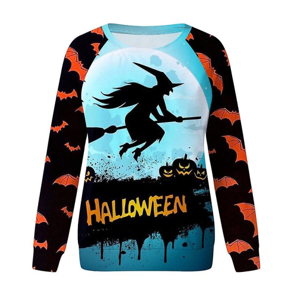Halloween Sweatshirts Dam Höst Pumpa Långärmade Skjortor Blus Pumpa Grafiskt printed Crewneck Pullover Top style 2 XS