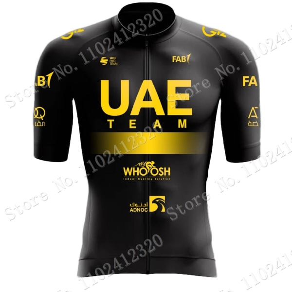 Svart UAE Team 2023 Golden Cykeltröja Set Kortärmad Herrkläder Road Bike Shirts Kostym Cykel Bib Shorts MTB Maillot 9 4XL