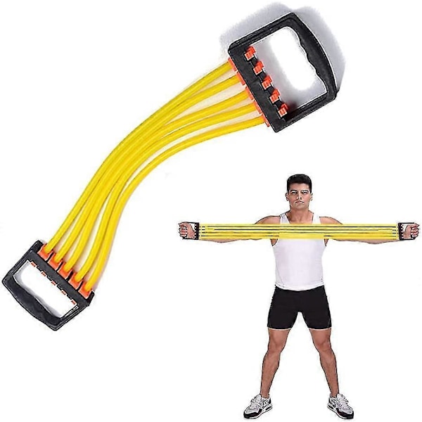 Bröstexpander Motståndsband, Sport Bröstexpander, Justerbar 5 Fjäder Latex Bröstexpander För Bröstexpander Motståndsträning, Gul