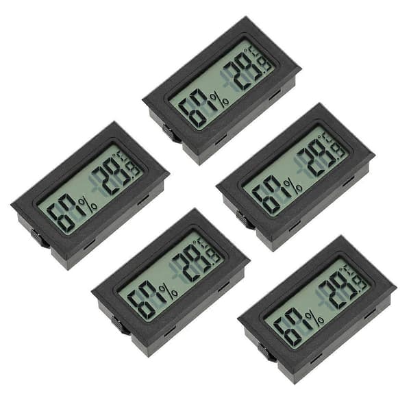 Trådløst hygrometer digitalt display udendørs overvågning kæledyrsejere ABS-materiale rektangulær form 5-pak
