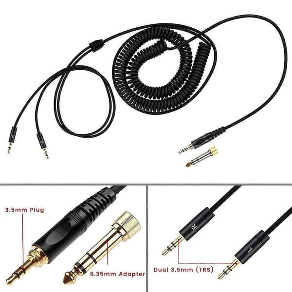 Fleksibel øretelefonkabel med elastisk spiral for DENON AH-D7100 7200 D600 D9200