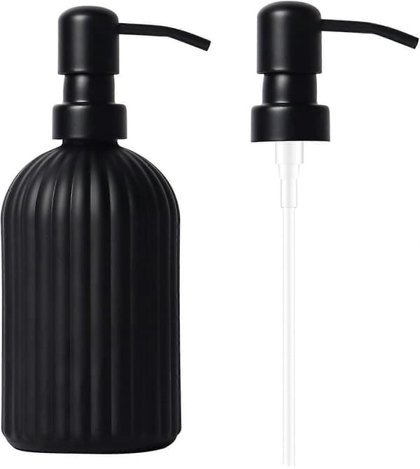2-pak Glas Sæbedispensere, 400 ml Pumpeflaske Dispenser, Genopfyldelig Håndsæbedispenserflaske til Badeværelse, Vaskerum