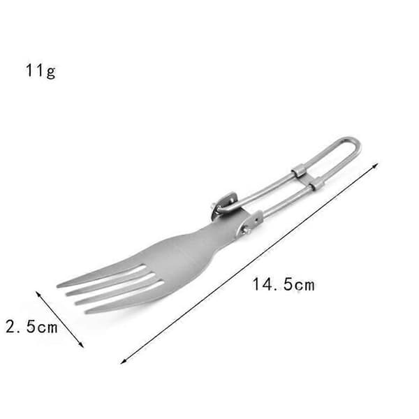 Vikbara Bestick Titan Portabel Gaffel Tålig Camping Picknick Utrustning Silver 14.4x2.9 Cm Utfälld Vikbar 1-pack