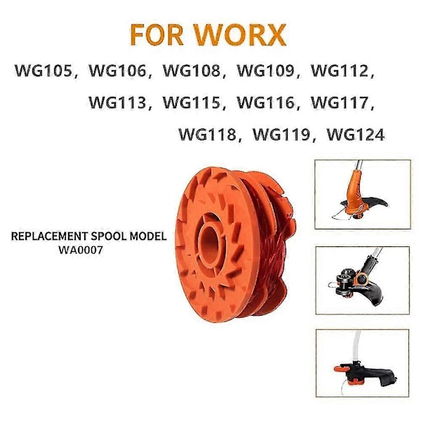 4 STK. Til Worx Plæneklipper Spoler WA0007 Plænetrimmer Trådspoler