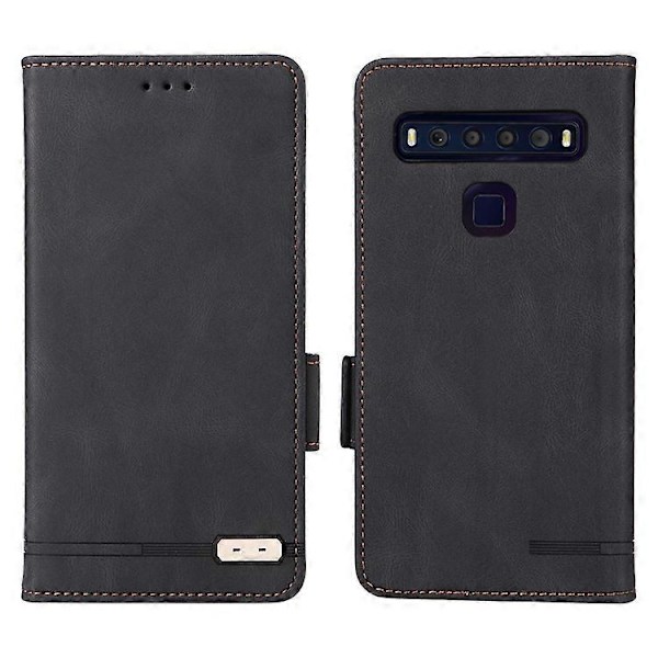 Kompatibelt för TCL 10L/10 Lite Hårdvarudesign Ställ Magnetisk Stängning Läder Mobiltelefonfodral Skydd med Plånbok Black