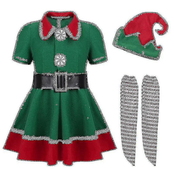 Nopea toimitus Vihreä Tonttu Lapsille Lämmin jouluasu Joulupukki Vaatteet Tytöille Pojat Uusivuosi Lasten Fancy Mekko Set S High Qual 140cm