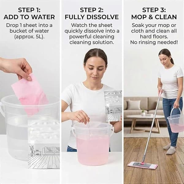 100/200/300 STK Oppløselige Gulvvaskeark, Moppeputer for Hardtre og Fliser med Flere Dufter, Flekkfjerner blue 100pcs