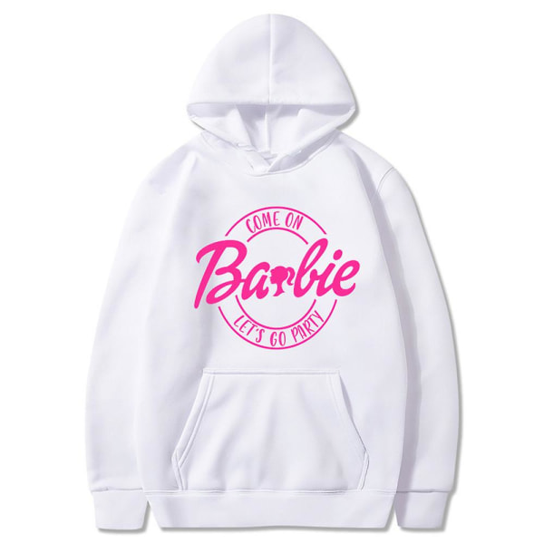 Barbie Movie Hoodie Sweatshirt T-shirt Pullover Couple Hood Top White S