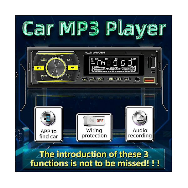 Yksi DIN-kokoinen auton äänentoisto Bluetooth-autoradion vastaanotin LCD-näytöllä AM/FM-radio MP3-soitin USB SD A