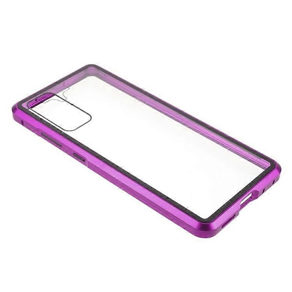 Kompatibel med Samsung Galaxy S20 FE 4G / 5G / S20 Lite / S20 FE 2022 dobbeltsidet hærdet glas + magnetisk metalramme telefoncover Purple