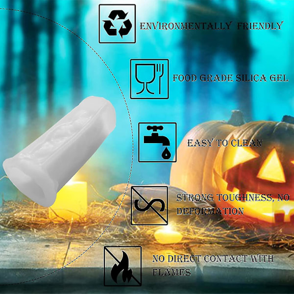 3D Kranie Lysform Søjle Halloween Silikone Resin Form Til Aromaterapi Lys Resin Støbning Hjemmelavet Voksfremstilling Polymer Ler DIY Håndværk