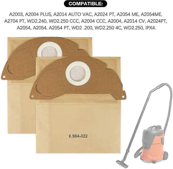 10-pack dammsugarpåsar för Kärcher 6.904-322.0