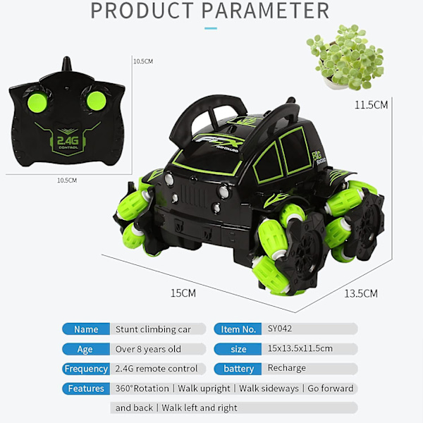 Fjärrstyrd Driftingbil för Pojkar och Flickor, 2.4 Ghz RC Stuntfordon 360 Roterande Sport, Radiostyrda Driftingbilar Glidande Inomhus Utomhus för 4 -