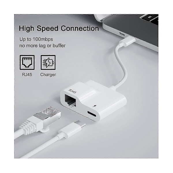 Usb C til Ethernet Adapter, Usb Type C til Rj45 Gigabit Ethernet Lan Adapter med 60w Oplader, Til /p Y