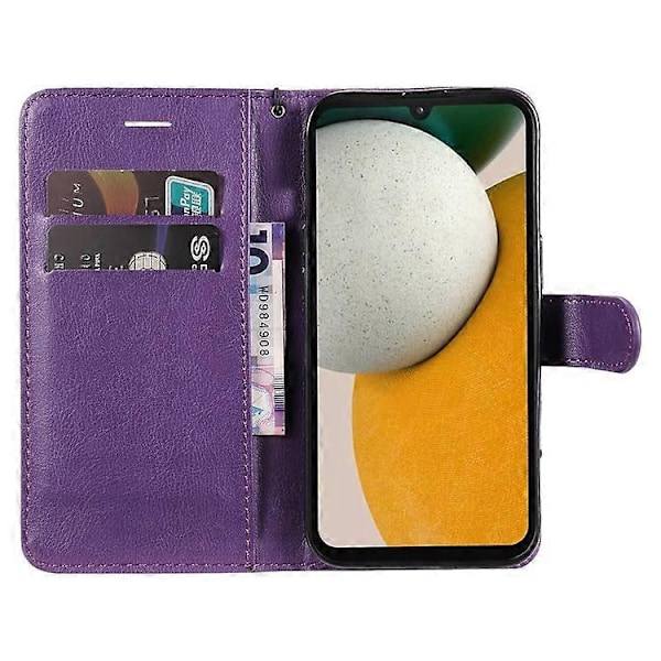 KT Læderserie-2 Kompatibel Med Samsung Galaxy A15 5G Etui Ensfarvet Læder Flip Telefon Cover Purple