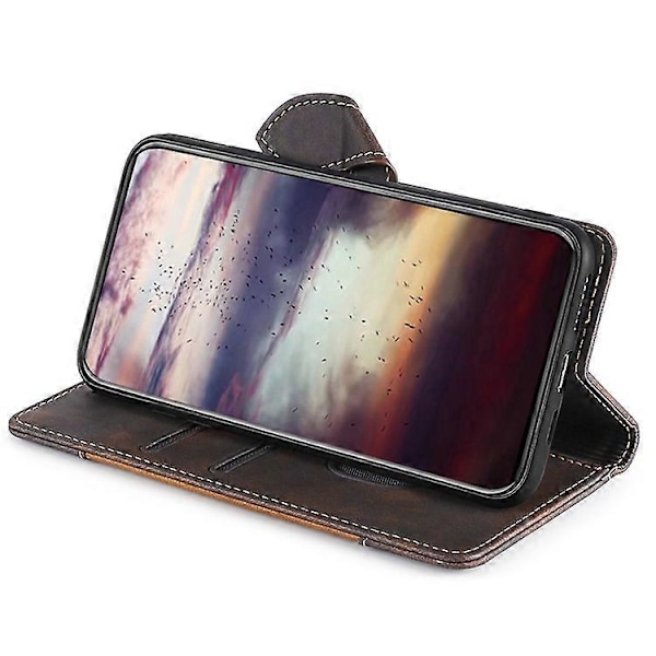 Kompatibelt för TCL 505 Fodral PU Läder Telefonskal Anti-Fall Skal med Ställfunktion Brown