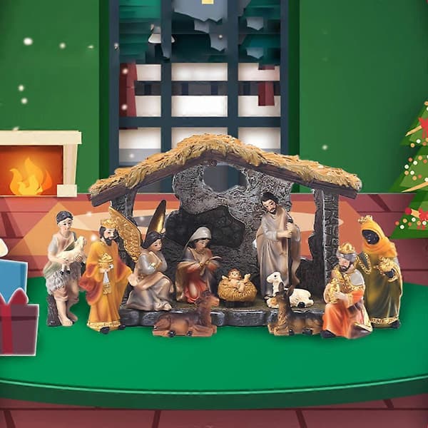 Julekrybbe Figur Jesus Krybbespil Håndmalet Håndværk