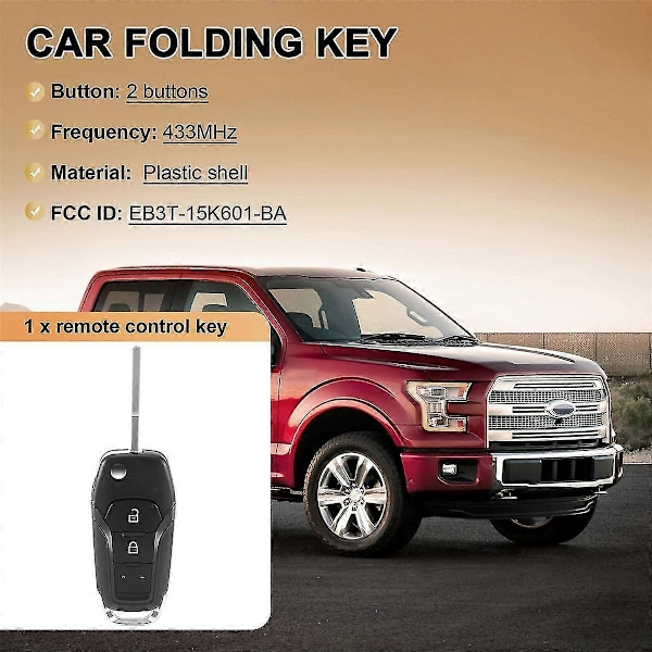 Auton älykäs kauko-ohjainavain 2 painiketta 433MHz sopii Ford Ranger F150 2015 2016 2017 2018 ID49 PCF7945P EB3T-15K601-BA