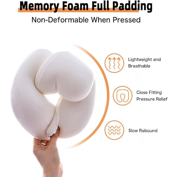 Rese Nackkudde Memory Foam Mjuk Bekväm Stöd Rese Flyg Nackkudde, U-formad Sovkudde Grå
