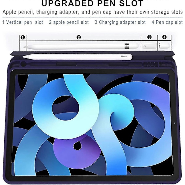 Til Ipad Air 4. generation 10.9 Etui (2020) / Ipad Air 5. generation 10.9 Etui (2022) Auto Væk/Sov Funktion Stående Cover, Blå