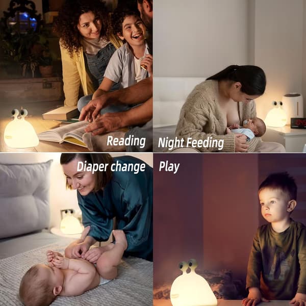 Børnenatlampe med Timer Børnelampe Touch Control Silikone Genopladelig Græskarlygte ...