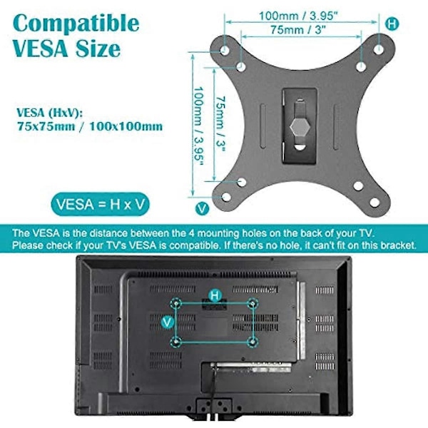 TV Väggfäste Tiltbar Vridbar för De Flesta 10-26 Tum LED LCD Plasma Skärm Monitor VESA 100x100mm med Full Rörelse Articulerande 15 Förlängningsarm Spir