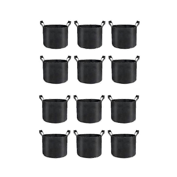 12-pak Vækstposer 5 Gallon, Tykke Stofplanteposer Til Grøntsager, Robuste Håndtag & Forstærket S