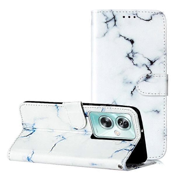 Kompatibelt för Oppo A79 5G PU Läder Mönster Fodral Flip Plånbok Mobilskal White