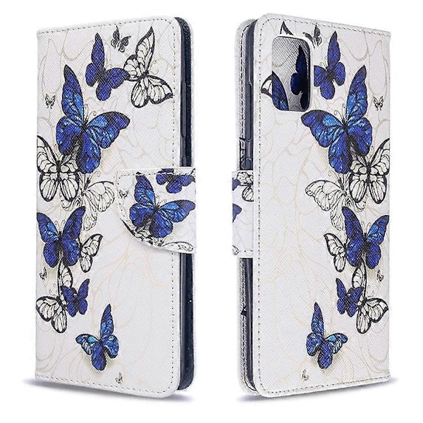 Mönstertryckt Plånbok Läder Flip Fodral Kompatibelt För Samsung Galaxy A51 Blue