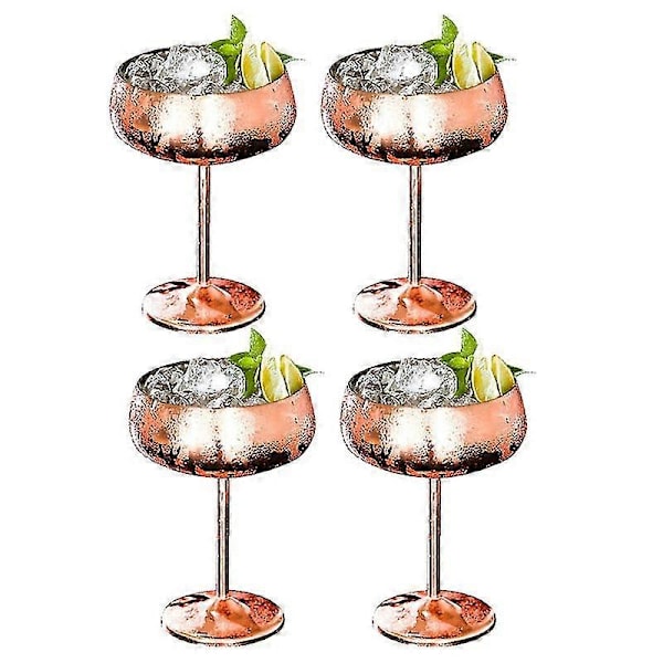 Cocktailkopp i rustfritt stål Martini Kopp Cocktail Drikke Champagnebeger Fest Barutstyr, Sett med 4, Ro