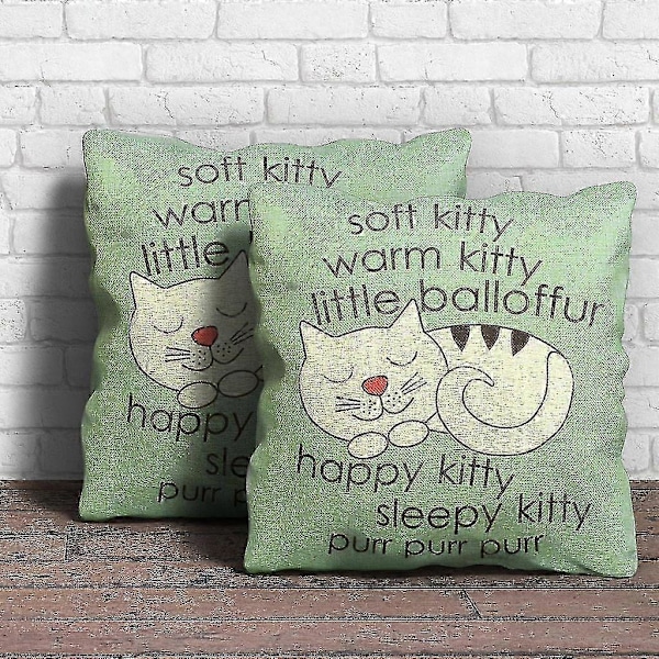 Putetrekk Happy Sleepy Kitty Print Putetrekkputer Sofa Dekorativ Gave 45x45cm