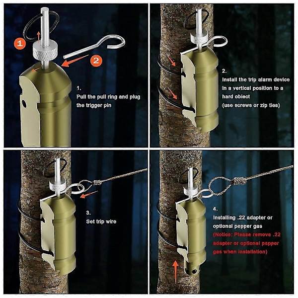 Perimeter Trip Alarm 12 Gauge Camp Trip Wire Alarm Enhet med .22 Alternativ Tidig Varningssäkerhetssystem