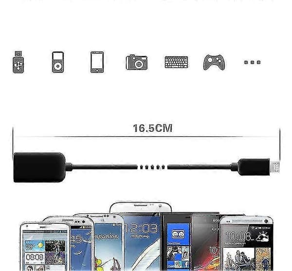 Usb-Micro-Usb-kaapeli sisäänrakennetulla Otg-adapterilla - musta