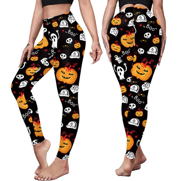 Naisten Halloween leggingsit Pumpkin Skull korkea vyötärö puku leggingsit style 11 M